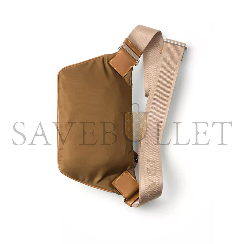 Pra*a re-nylon and leather belt bag 2vh128 (19*13*2.5cm)
